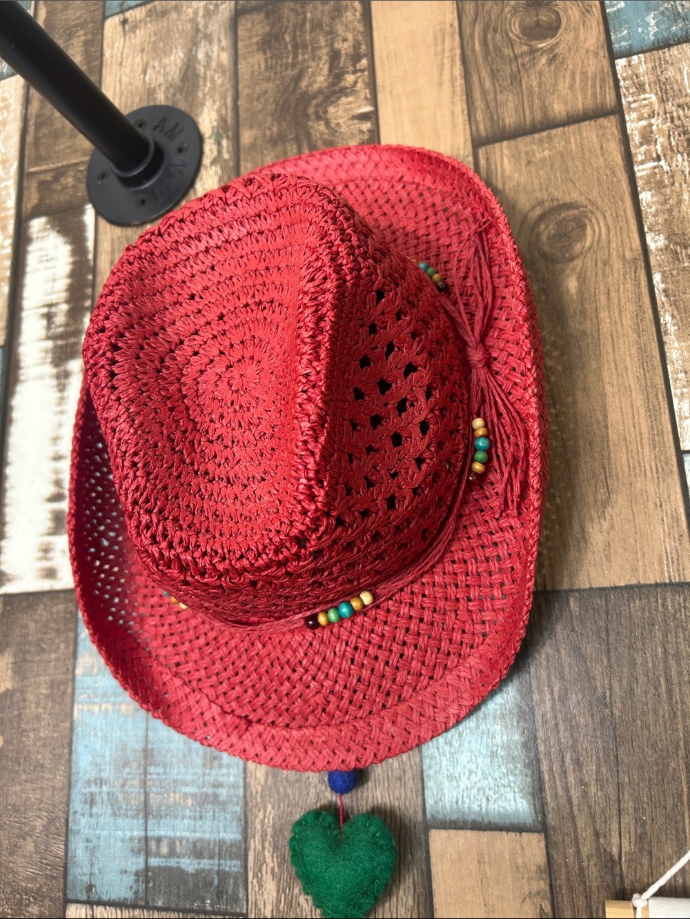 Red fun beaded festival hat